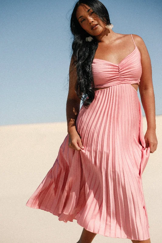Elegant evening wear for special events   Niamh Midi Dress - Poppy Pink