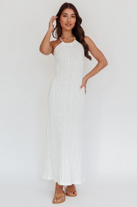 Trendy women’s clothing    St. Croix Backless Knit Maxi Dress Cream