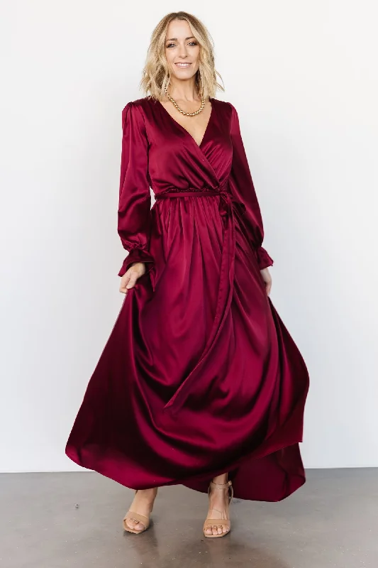 Holly Satin Maxi Dress | Cranberry