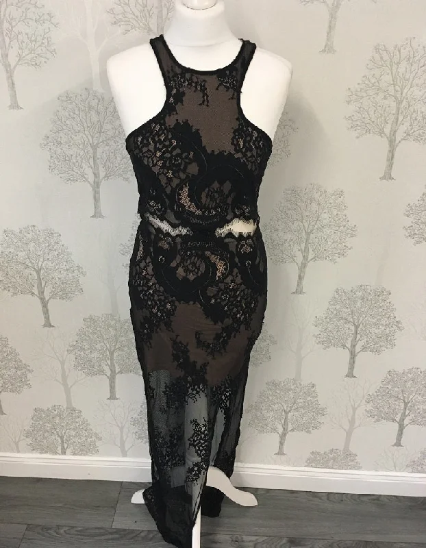 Jordyn Black Lace Racer Back Maxi Dress