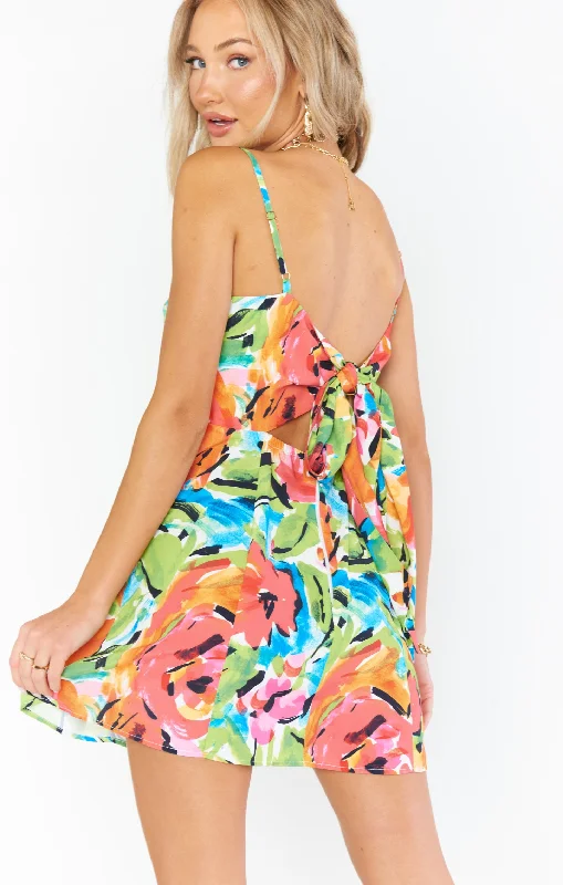 Lauren Tie Mini Dress ~ Mimosa Blooms