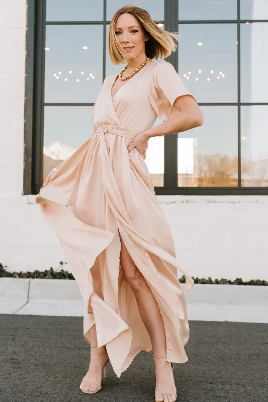 Sicily Satin Maxi Dress | Natural