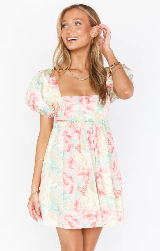 Smitten Babydoll Dress ~ Pastel Flowers