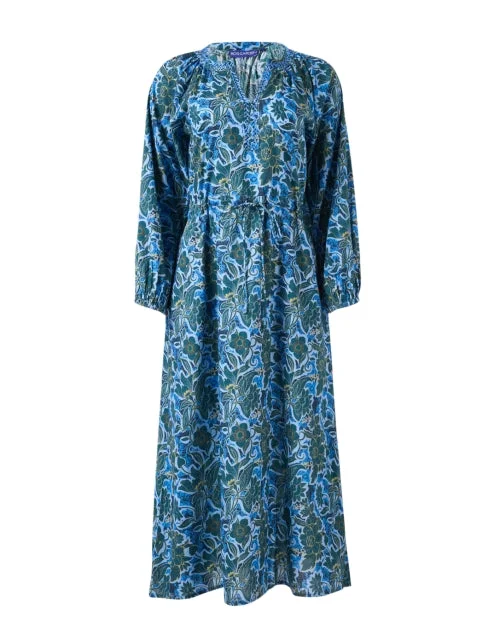 Amalfi Blue Print Cotton Dress