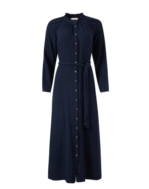 Andrea Navy Cotton Gauze Dress