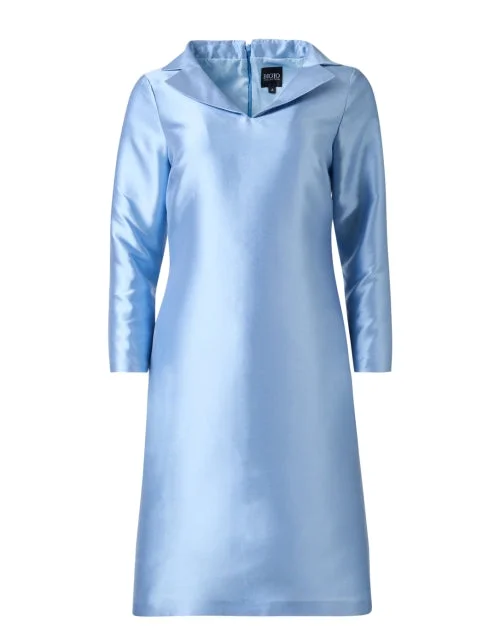 Blue Satin Shift Dress