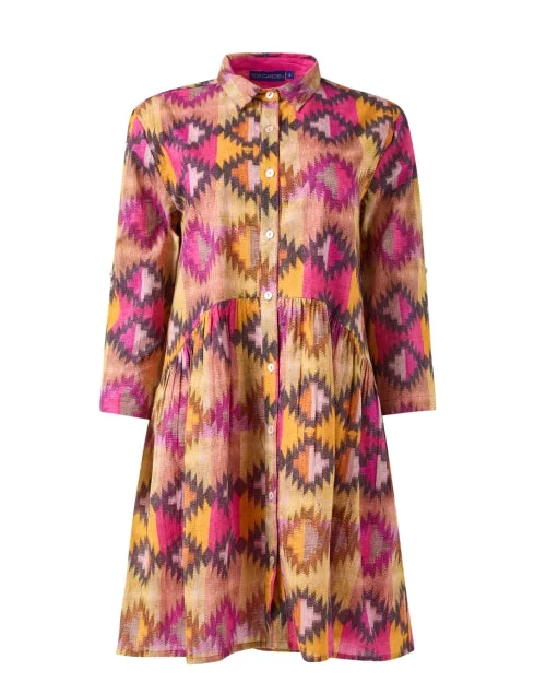 Deauville Pink and Yellow Print Shirt Dress