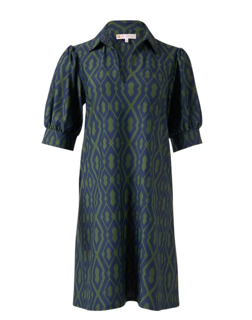 Emerson Green and Navy Print Dress