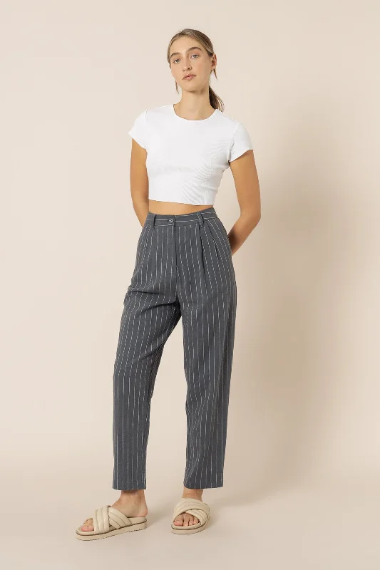 Finley Pinstripe Tailored Pant- Navy