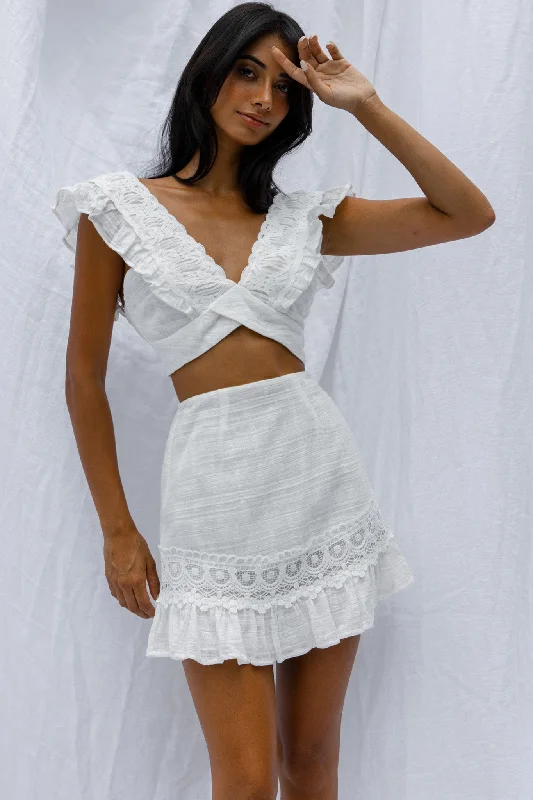 Just Bliss Tied Back Crop Top White