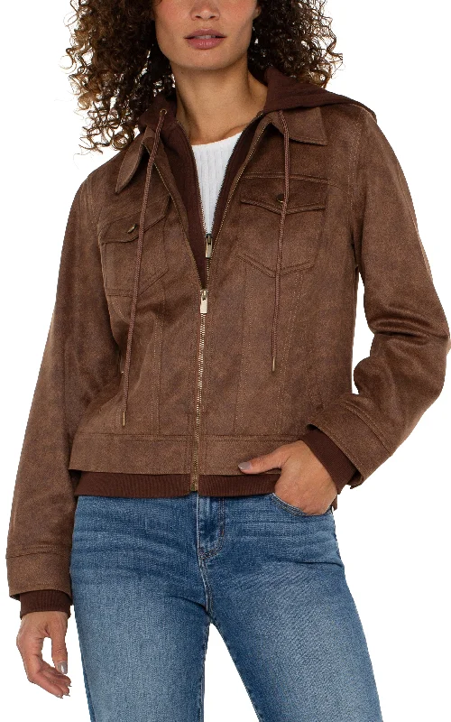 Liverpool Zip Up Trucker Jacket w/ Removeable Hood (Vintage Umber)