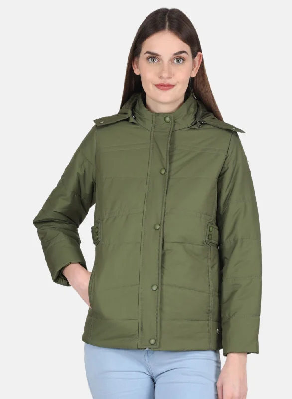 Women Olive Solid Jacket