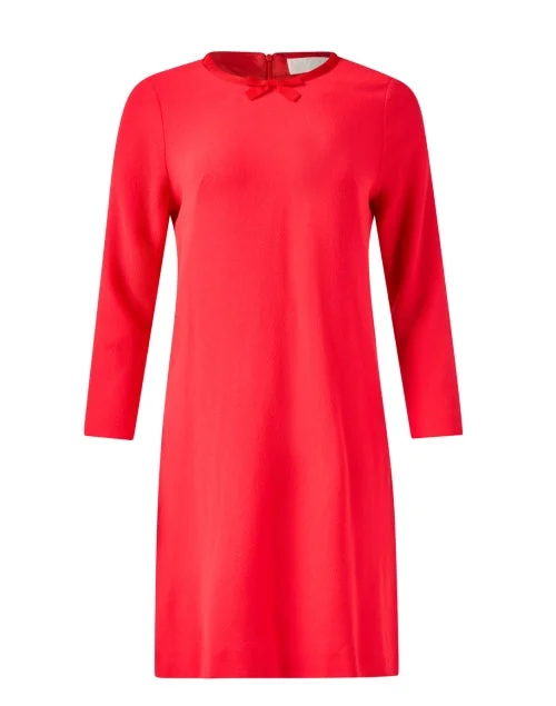 Tara Poppy Red Wool Crepe Dress