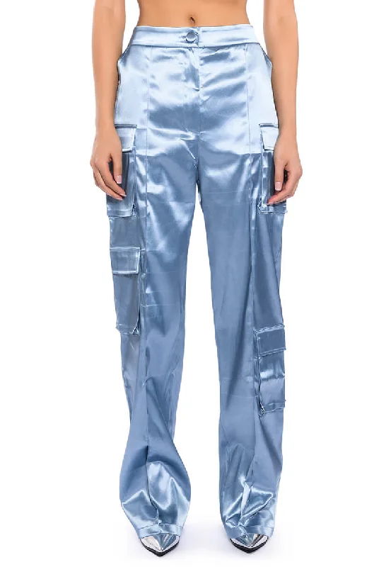 BEAUTY RAINS SATIN CARGO PANTS