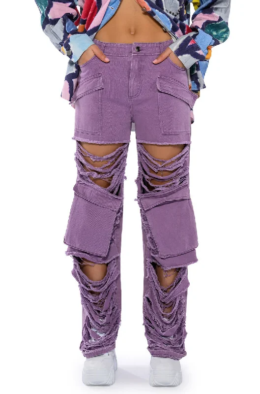 BESTIES FAVORITE DISTRESSED CARGO PANTS