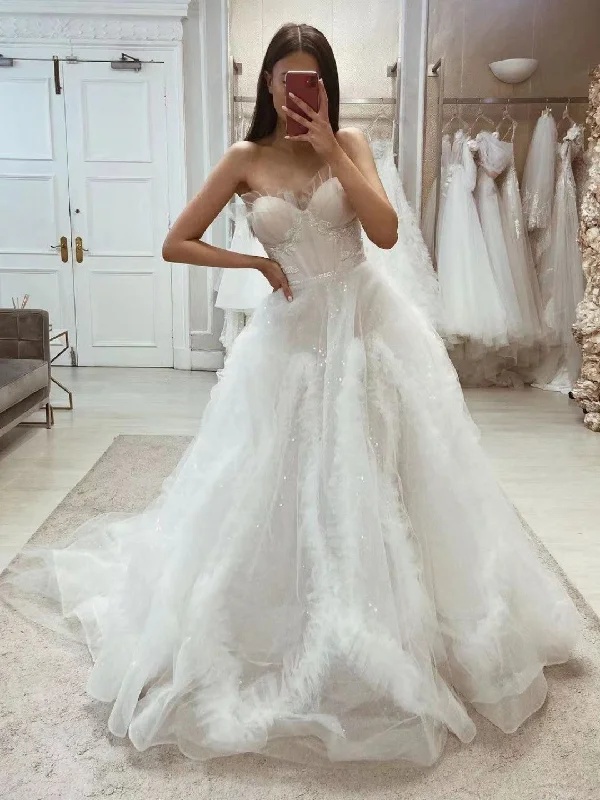 Elegant A-line Newest 2023 Wedding Dresses, Lace Popular Bridal Gowns, Couture Wedding Dresses