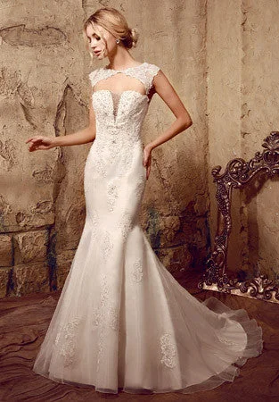 Open Keyhole Back Lace Mermaid Wedding Dress | HL1021