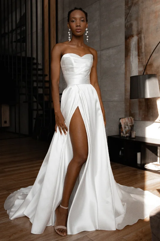 Mikado Wedding Dress Chloe with Front Slit