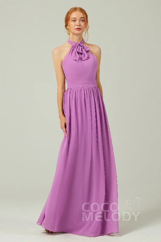 A-Line Floor Length Chiffon Bridesmaid Dress CB0295