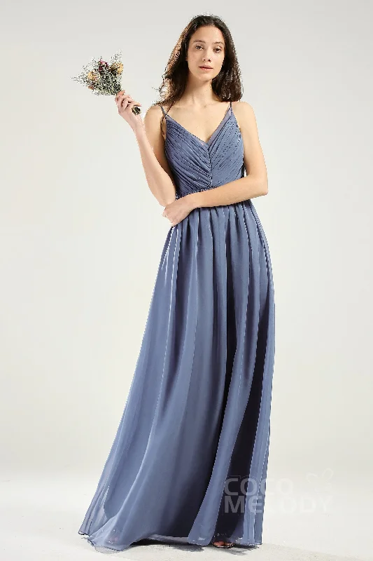 A-Line Floor Length Chiffon Bridesmaid Dress CB0642