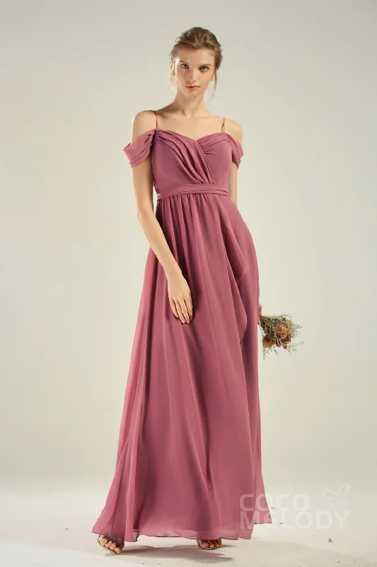 A-Line Floor Length Chiffon/Lace Bridesmaid Dress CB0628