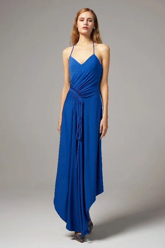 Asymmetrical High-Low Knitted Fabric Bridesmaid Dress CB0424