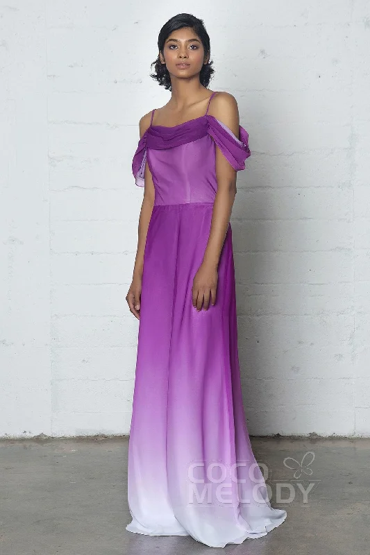 Sheath-Column Floor Length Chiffon Ombre Dress COZF17012