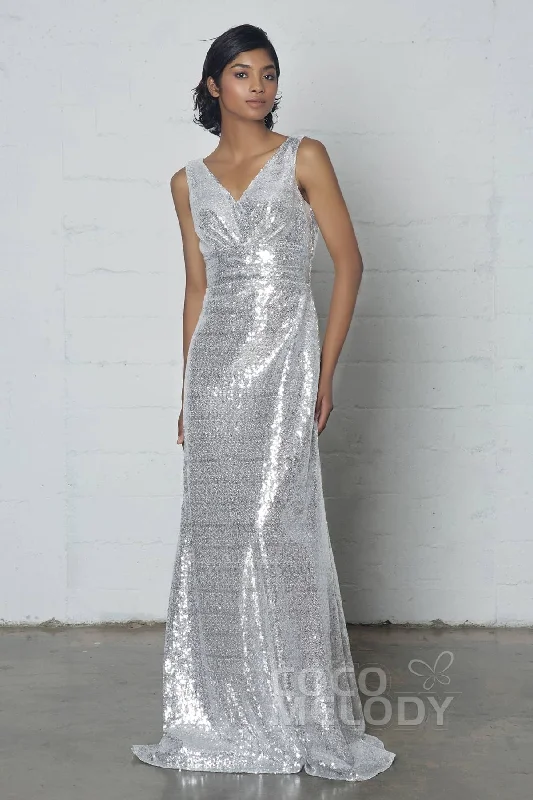 Sheath-Column Floor Length Sequined Dress COZF17021