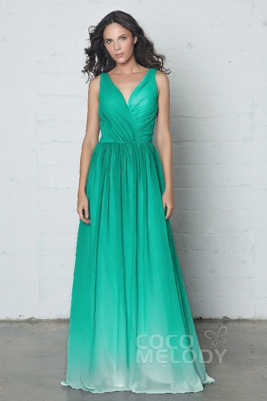 Sheath-Column Floor Length Chiffon Ombre Dress COZF17014