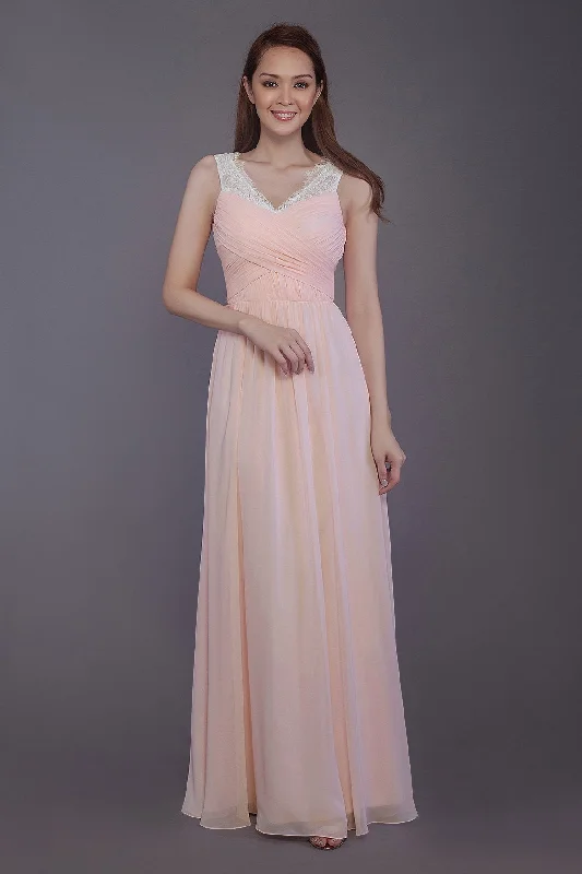 Sheath-Column Floor Length Chiffon Bridesmaid Dress PR3542