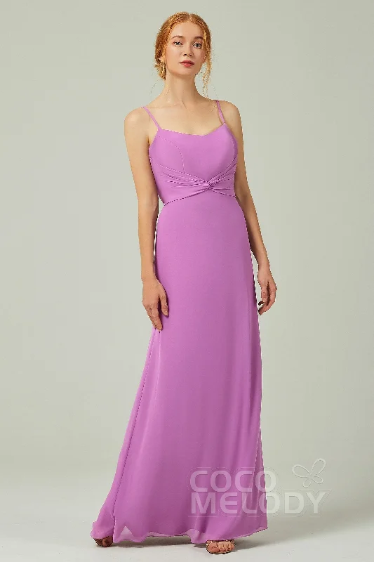 Sheath-Column Floor Length Chiffon Bridesmaid Dress CB0294