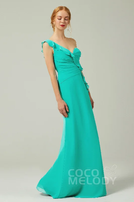 Sheath-Column Floor Length Chiffon Bridesmaid Dress CB0324