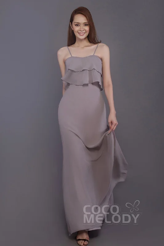 Sheath-Column Floor Length Chiffon Bridesmaid Dress PR3575