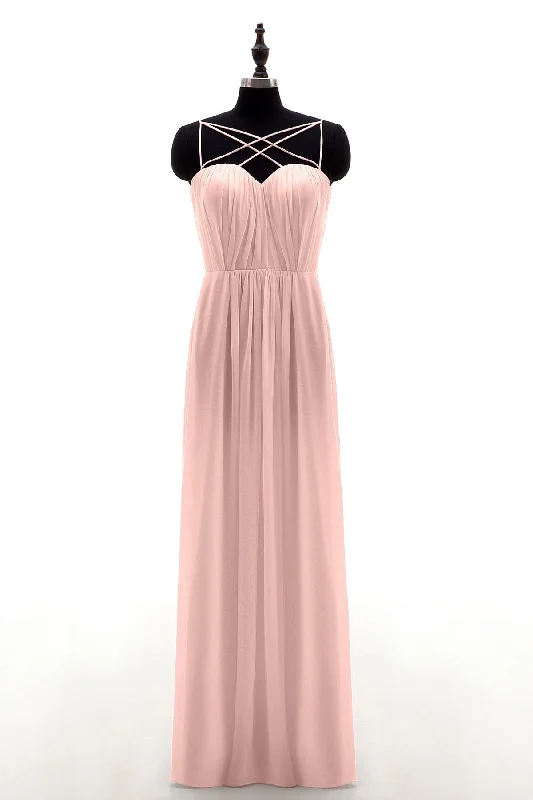 Sheath-Column Floor Length Chiffon Bridesmaid Dress NB3315