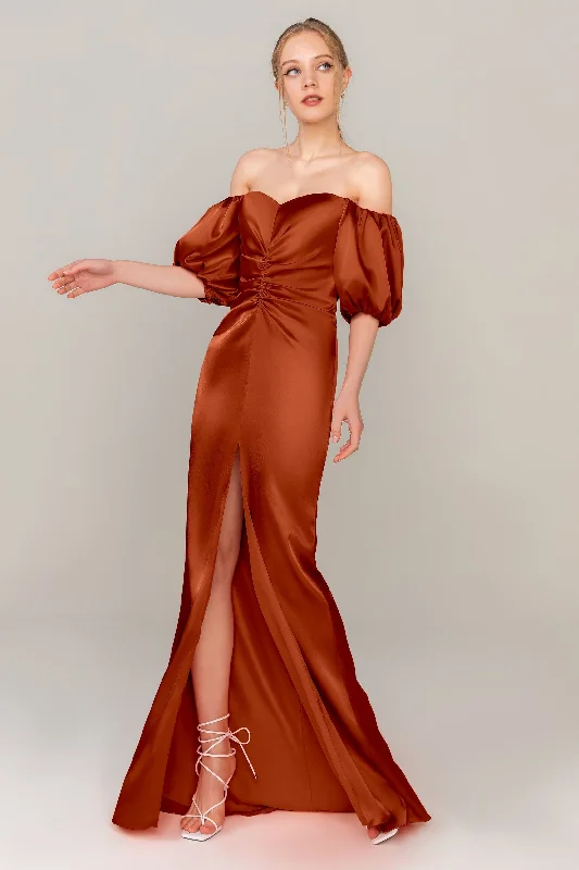 Sheath Floor Length Luxe Satin Dress CS0322