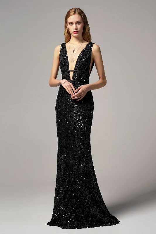 Trumpet-Mermaid Floor Length Sequined Dress CS0267