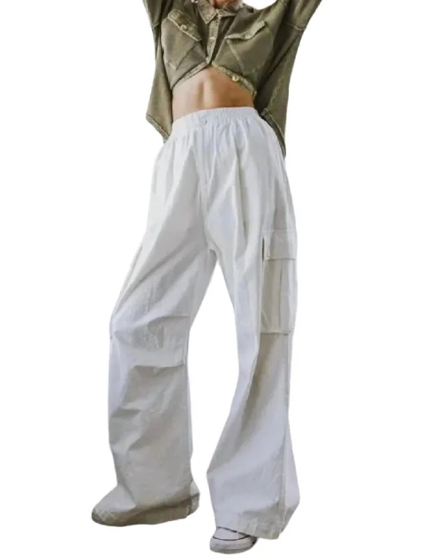 Woven Cargo Pants In White