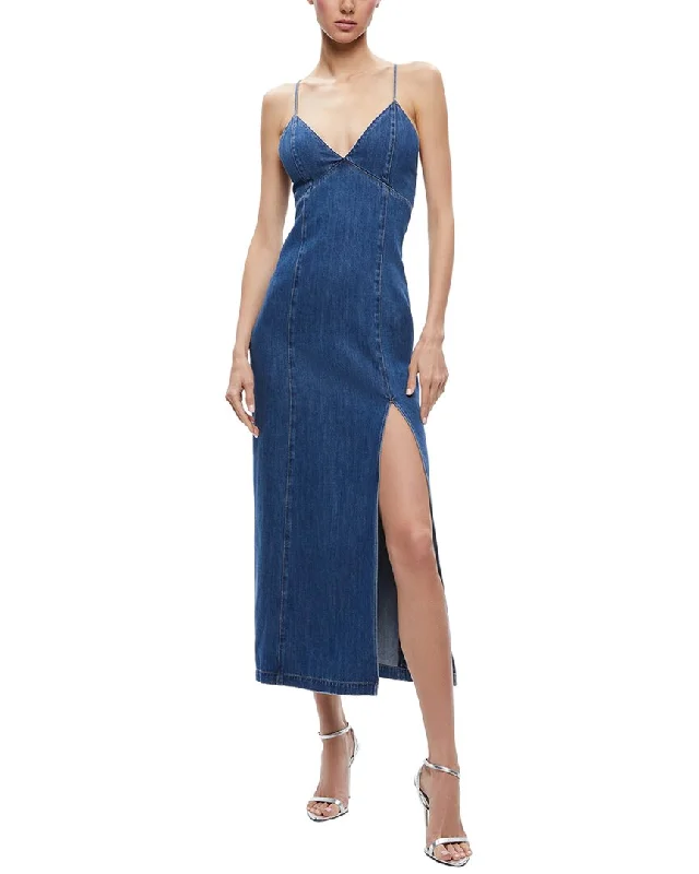 Latest fashion trends for modern women   alice + olivia Julietta Denim Slit Slip Dress