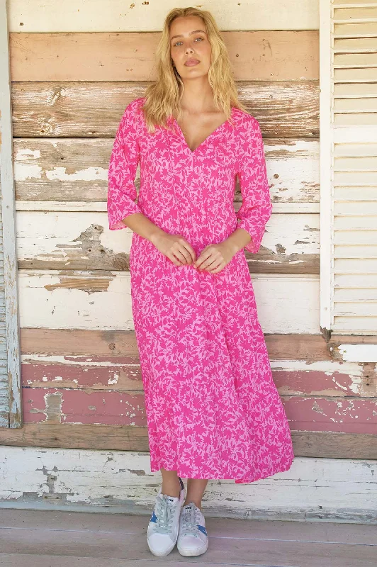 Emma EcoVero™ Midi Dress | Pink/Pink