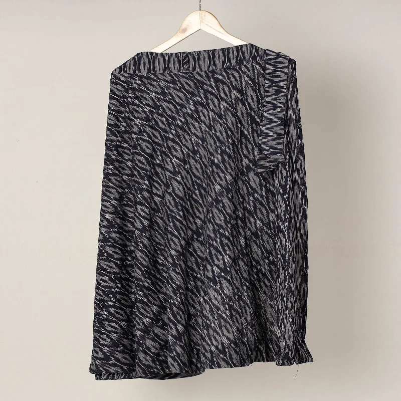 Black - Pochampally Ikat Cotton Wrap Around Skirt