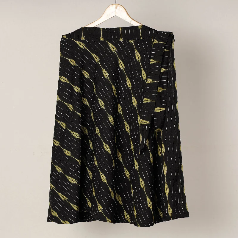 Black - Pochampally Ikat Cotton Wrap Around Skirt