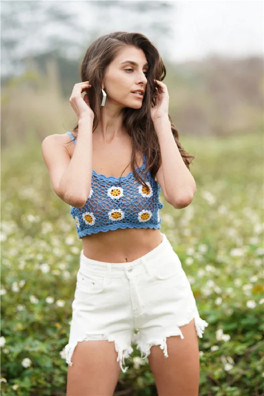 Hot Girl Floral Crochet Cropped Cami