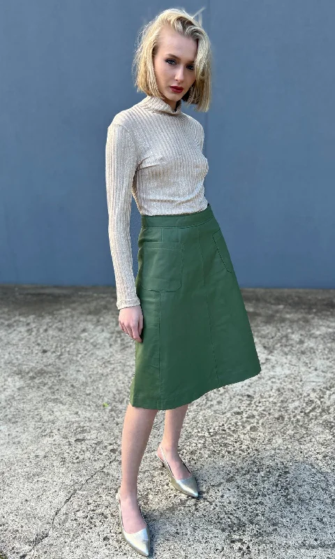 hoss Jules Leather Pocket Skirt - Green