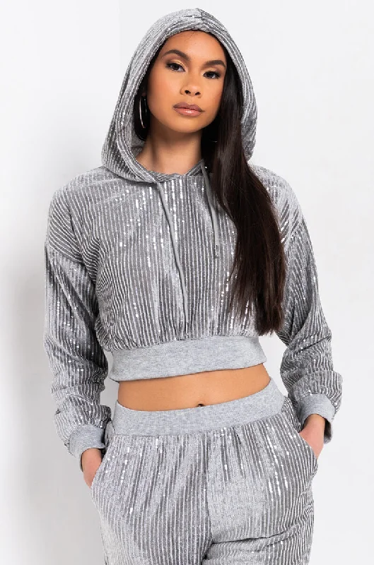 I CHOSE MY VIBE CROPPED HOODIE WITH SPARKLES