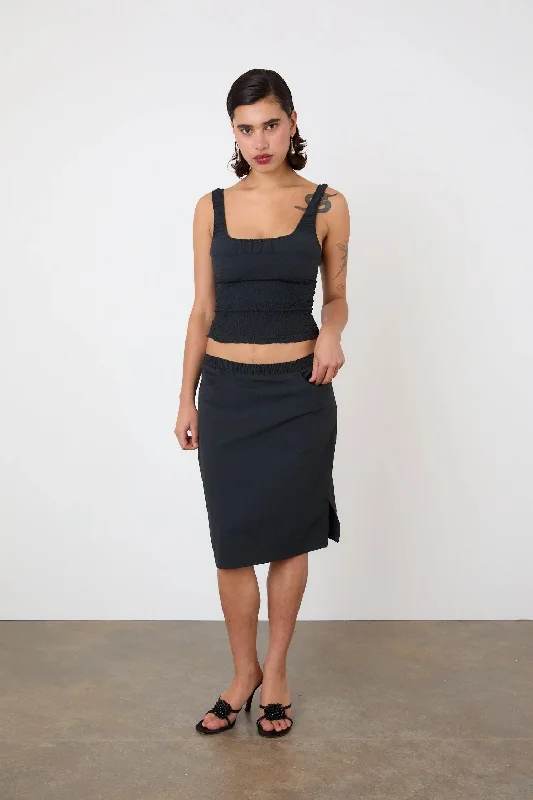 The Deba Slip Skirt, Onyx