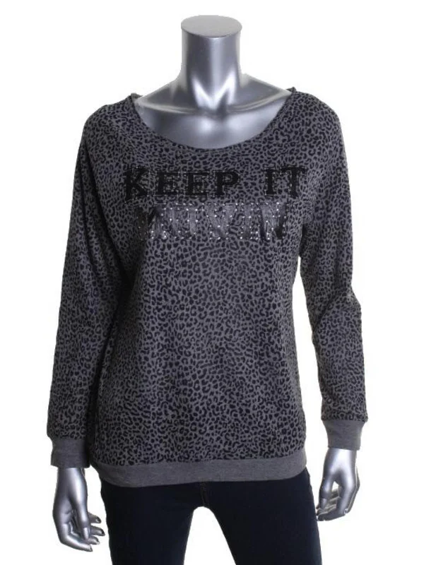 Womens Animal Print Embellished Sweatshirt