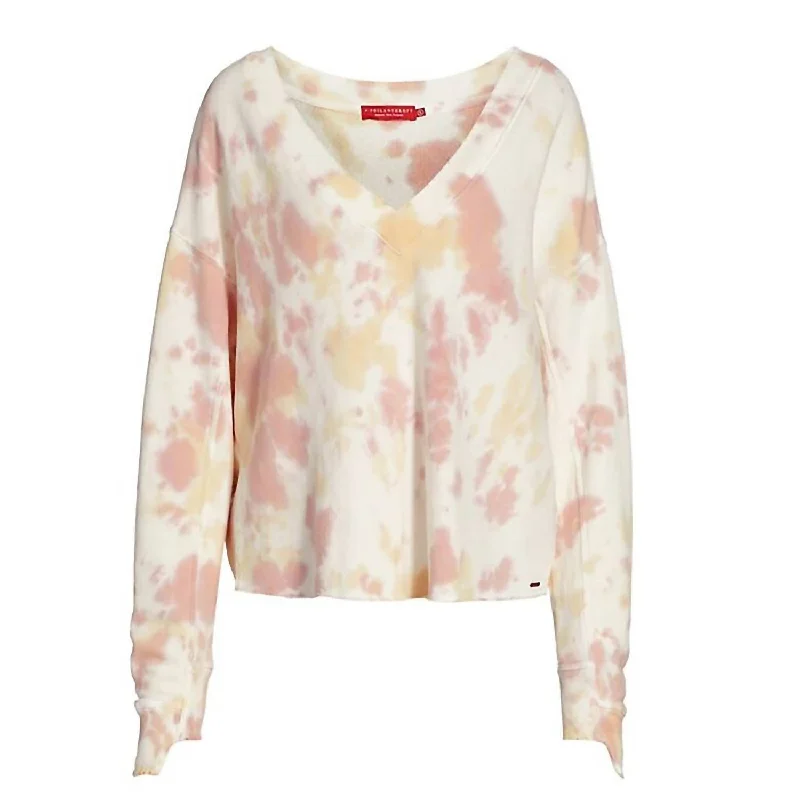 Women's Pastel Aries Tie-Dye Sweatshirt In Orange Pink