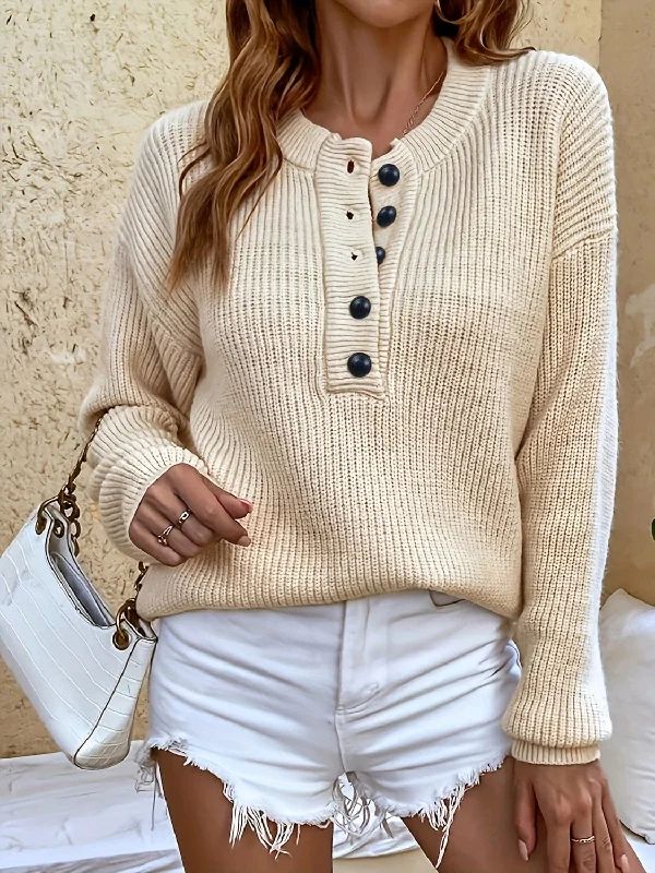 Cozy dropped shoulder knit sweater