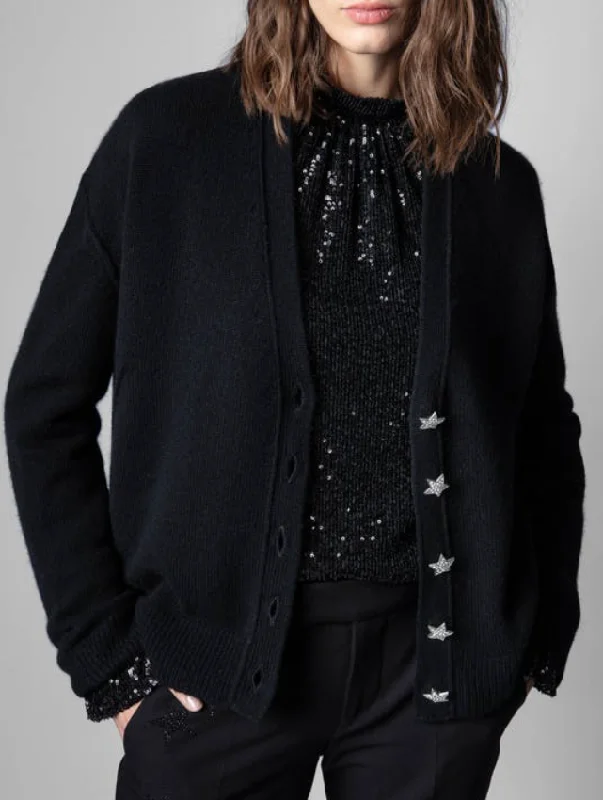 MIRKA BIJOUX CARDIGAN IN NOIR