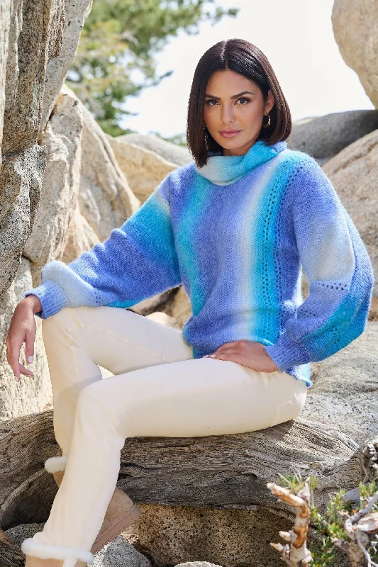 Ombre Turtleneck Sweater Blue Multi